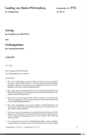 Antrag der FDP: Asylpolitik