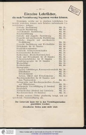 Einzelne Lehrfächer