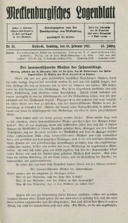 Nr. 13. Rostock, Sonntag, den 18. Februar 1917.