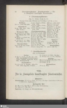VIII. Die in Evangelicis beauftragten Staatsminister