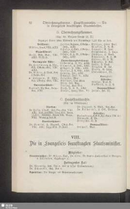 VIII. Die in Evangelicis beauftragten Staatsminister