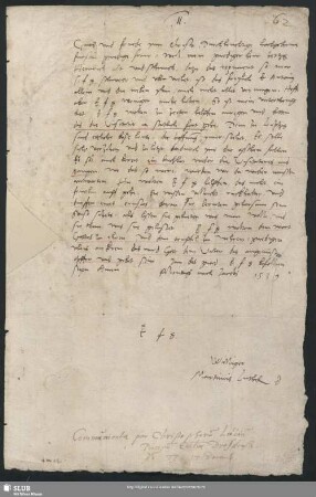 S. 62-64: Eigenhändiger Brief Martin Luthers an Herzogin Katharina von Sachsen