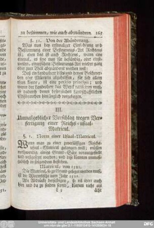 III. Unmaßgeblicher Vorschlag wegen Verfertigung einer Reichs-usual-Matricul.