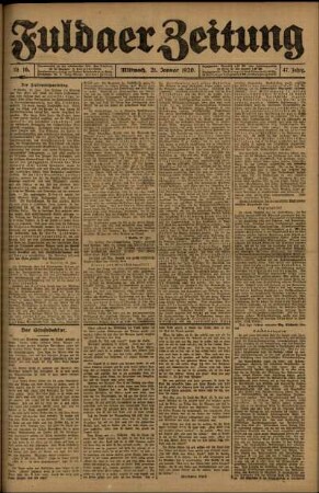 Ausgabe vom Mittwoch, den 21. Januar 1920.