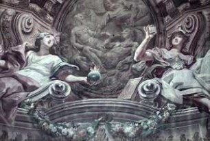 Scheinarchitektur mit Tugenden, Engel und Medaillons mit biblischen Szenen