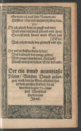 Der ein und neuntzigste Psalm ...