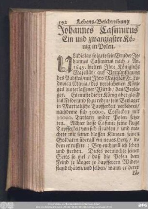 Johannes Casimirus Ein und zwantzigster König in Polen.