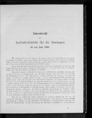 Jahresbericht der Aufsichtsbehörde für die Innungen für das Jahr 1900.