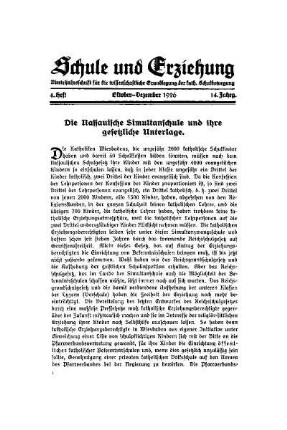 Die Nassauische Simultanschule und ihre gesetzliche Unterlage