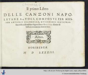Altus: Il primo libro delle canzoni napoletane a 4. voci