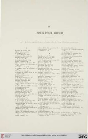IV. Indice degli artisti