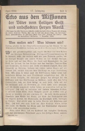 April 1916. 17. Jahrgang. Heft 4