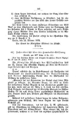 Jahresbericht über die Humboldt-Stiftung : [II. Akademien, etc.]