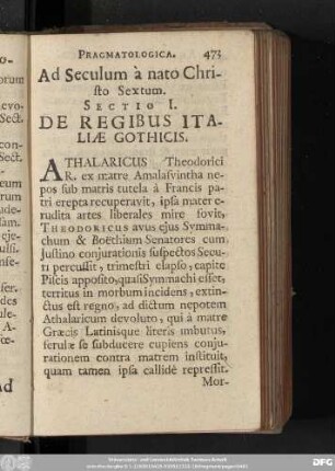 Ad Seculum à nato Christo Sextum.