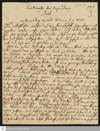 Reisetagebuch von Gottfried Wilhelm Obuch, Johann Christian Wiedebrock und Johann Balthasar Kohlhoff.