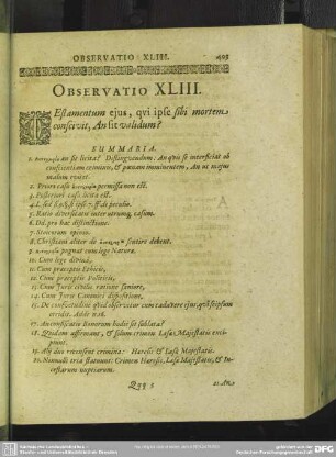 Observatio XLIII. Testamentum eius, qui ipse sibi mortem conscivit, An sit validum?