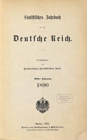 Statistisches Jahrbuch für das Deutsche Reich. 11. 1890