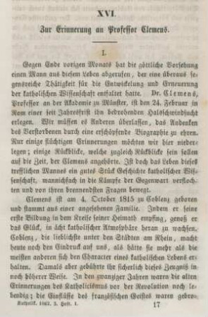 257-280 Zur Erinnerung an Professor Clemens