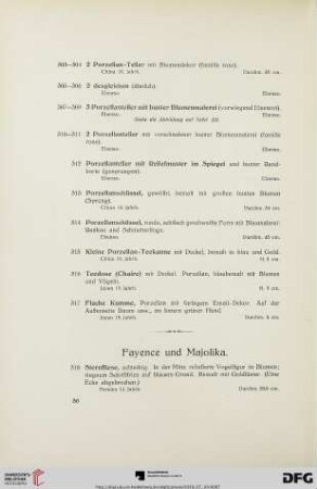 Fayence und Majolika (Nr. 318-366)
