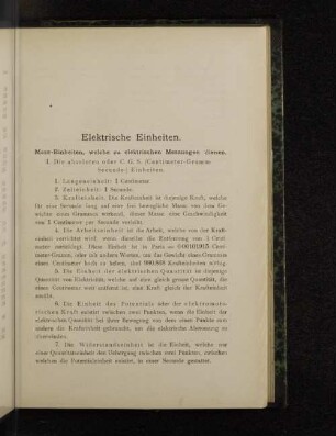 Elektrische Einheiten.
