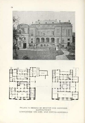 Palais in Dessau. Grundrisse des Erd- und Obergeschosses