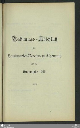 Rechnungs-Abschluß des Handwerker-Vereins zu Chemnitz auf das Vereinsjahr 1902