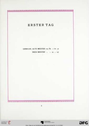 Erster Tag (Nr. 1-147)