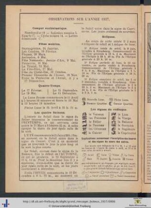 Observations sur l'année 1937.