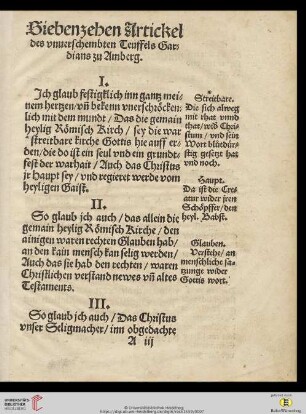 Siebenzehen Artickel des vnuerschembten Teuffels Gardians zu Amberg