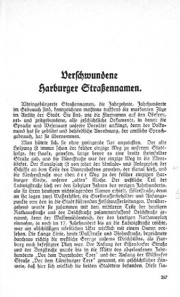 Verschwundene Harburger Straßennamen.