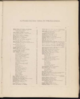 Alphabetisches Inhalts-Verzeichniss.