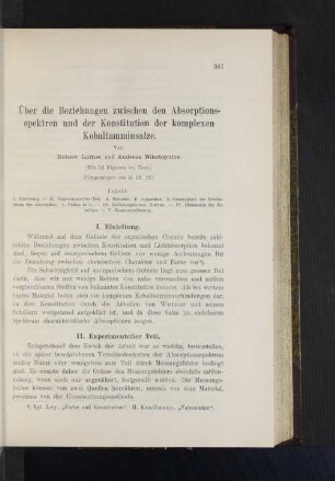 Über die Beziehungen zwischen den Absorptionsspektren und der Konstitution der komplexen Kobaltamminsalze.