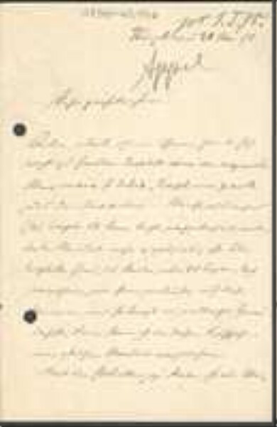 Brief von Otto Appel an Regensburgische Botanische Gesellschaft
