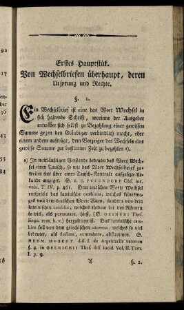 Erstes Hauptstük. Von Wechselbriefen überhaupt, deren Ursprung und Rechte.