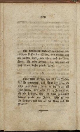1. Ein Kaufmann[...] - 2. Einer wird gefragt,[...] - Auflösung der Charaden im vorhergehenden Hefte. - Auflösung der Räthsel im vorhergehenden Hefte.