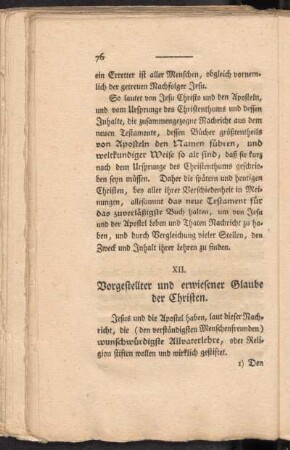 XII. Vorgestellter und erwiesener Glaube der Christen
