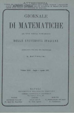 Volume XXXI. - Luglio e Agosto 1893.