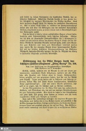 Erstürmung des La Viller Berges durch das Schützen-(Füsilier-) Regiment „Prinz Georg" Nr. 108