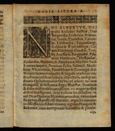 4r-5v, Copia Litera A: Nos Albertus...