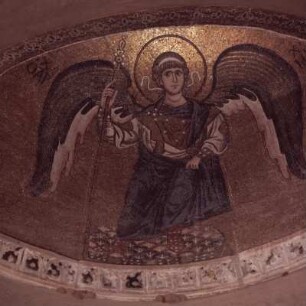 Athen. Dafní. Erzengel Michael, Mosaik 1080, seitlich des Bemas