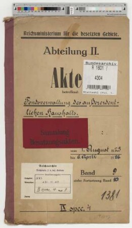 Fondverwaltung des außerordentlichen Haushalts: Bd. 9