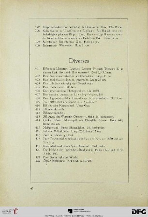 Diverses (Nr. 401-422)