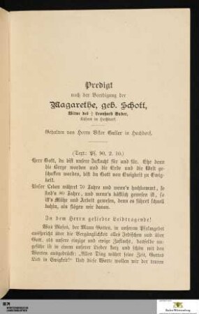 Predigt nach der Beerdigung