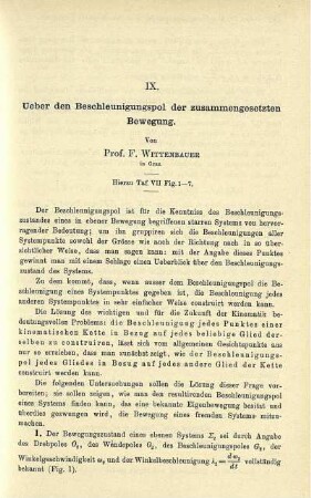 IX. Ueber den Beschleunigungspol der zusammengesetzten Bewegung.