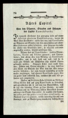 Achtes Capitel. Von den Bäumen, Stauden und Pflanzen des Landes Kamtschatkas.