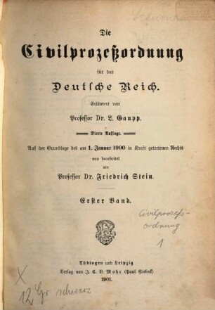 Die Civilprozessordnung für das Deutsche Reich, 1