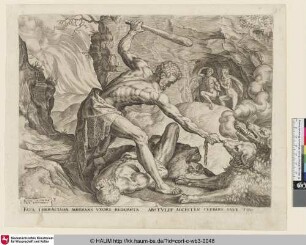 [Herkules legt Kerberos in Ketten; Hercules casts Cerberus into chains; Hercule et Cerbere]