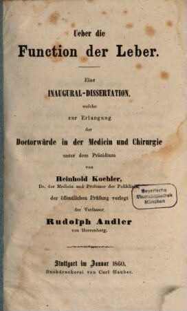 Über die Function der Leber