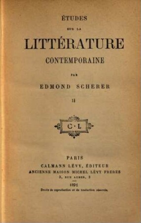 Études sur la littérature contemporaine. 2