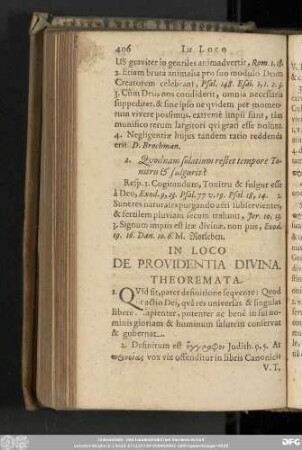 In Loco De Providentia Divina. Theoremata.